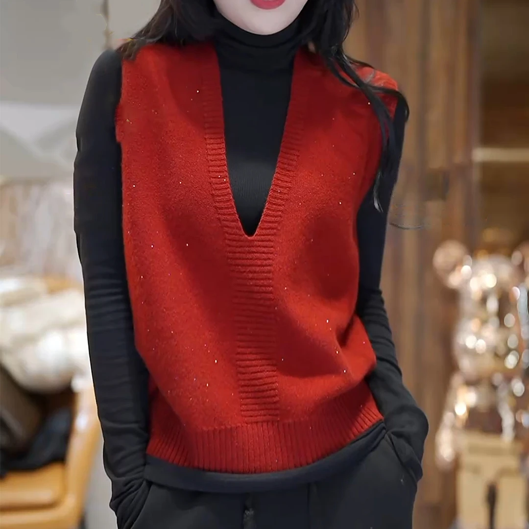 【七彩树】秋冬加厚保暖百搭休闲V领无袖马甲LK2501218