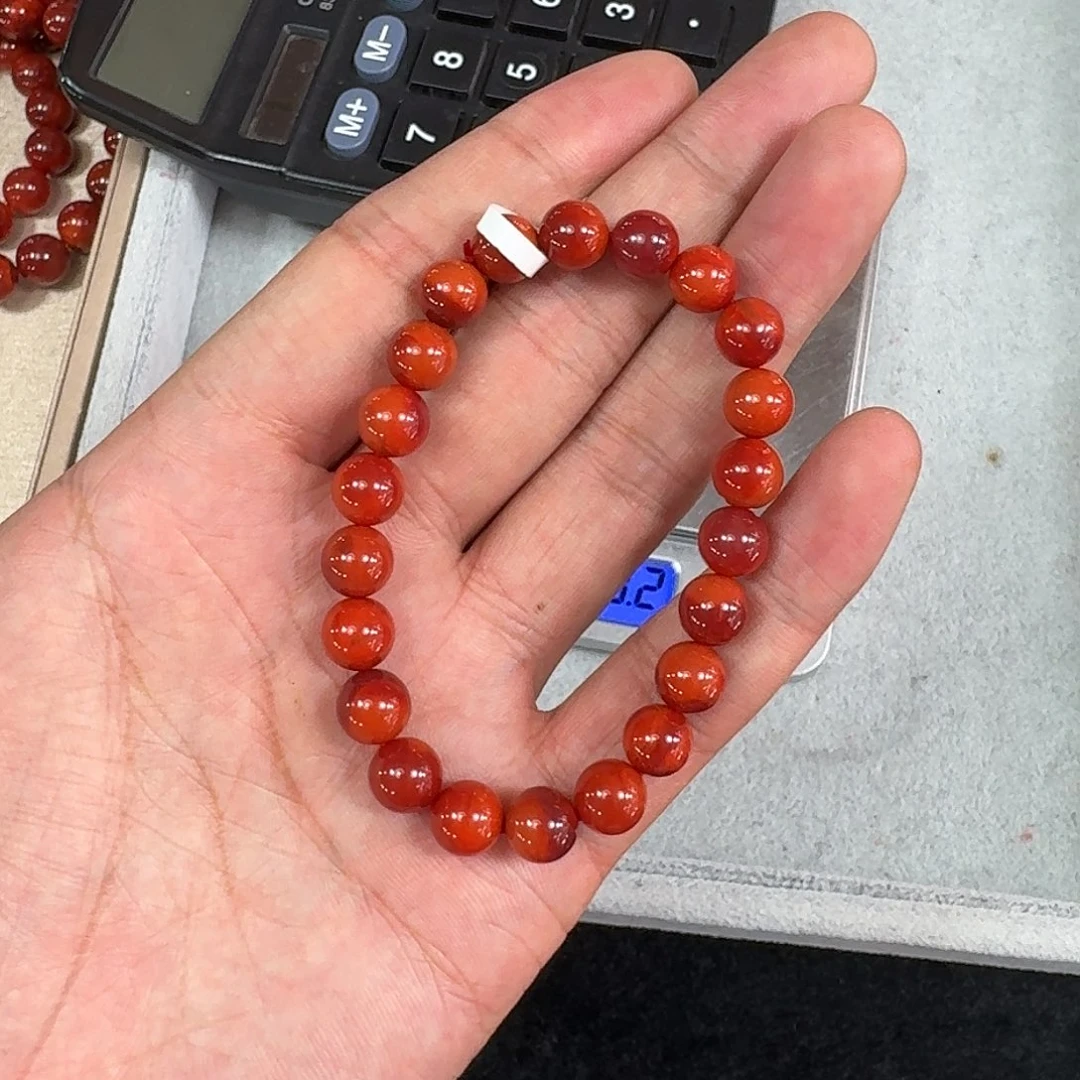 手链未镶嵌南红玛瑙原矿南红手串8mm高品质瓦西双锦红