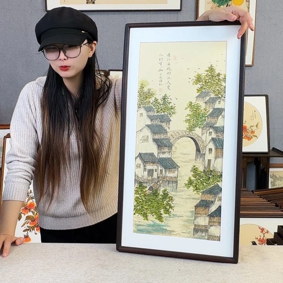 书法手绘带框尺寸： 36*69