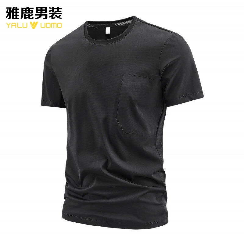 雅鹿男装2025新款男士专业速干上衣户外运动休闲通勤圆领弹力T恤