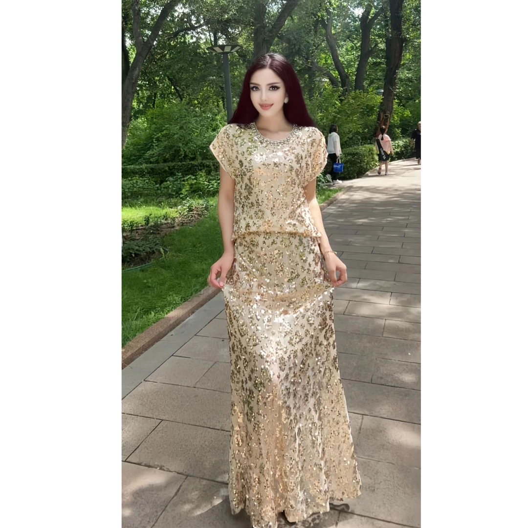 1500新款时尚气质重工亮片名媛千金两件套套装