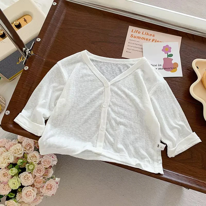 DX男女宝超软棉人棉混纺百搭纯色夏天夏款白色防晒