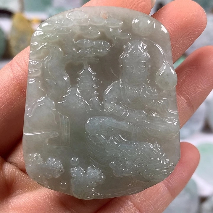 颈饰未镶嵌翡翠山水玉龙观音福利