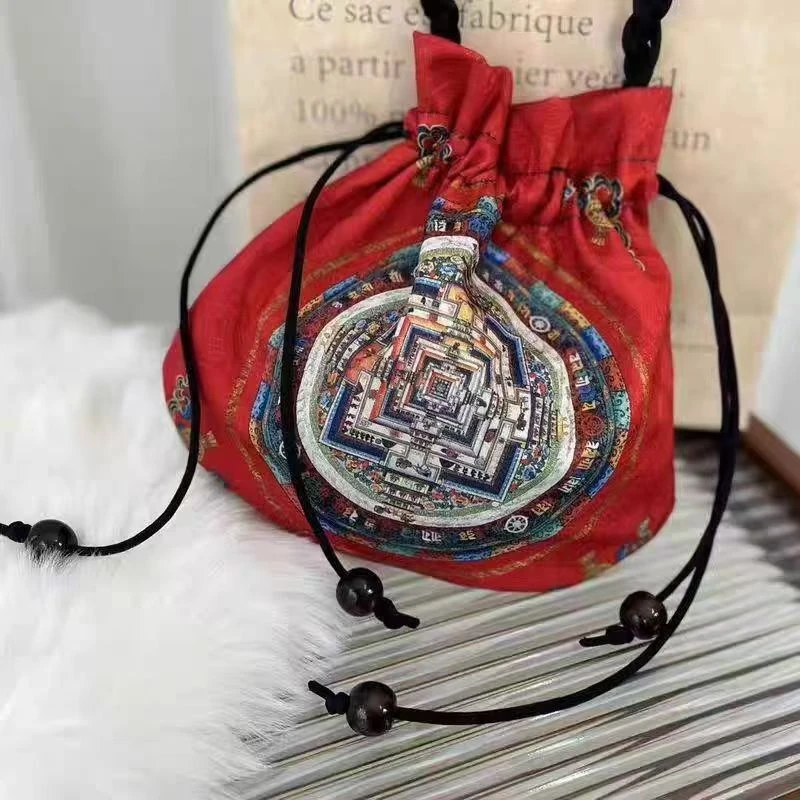 B02 红黑牡丹 新中式手工布艺包包