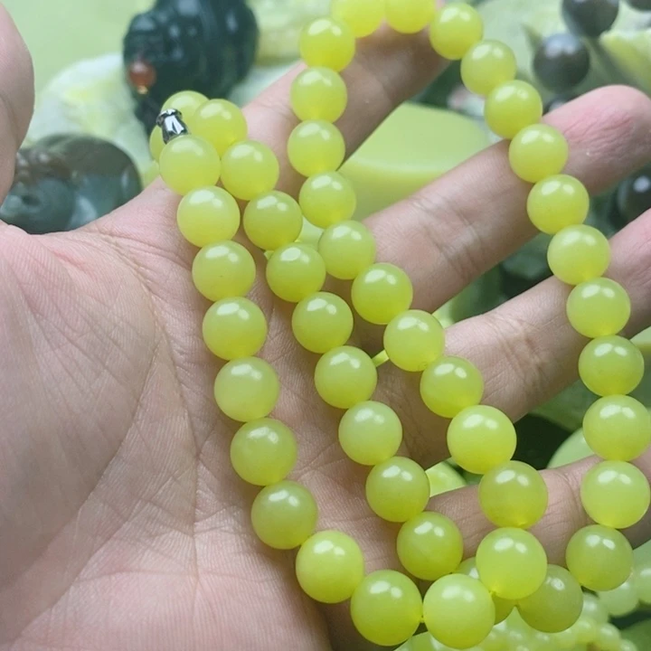 爱***）布新疆若羌黄玉卡10 妈妈链子