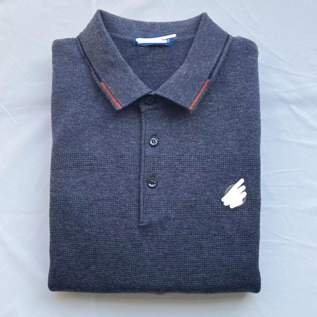 117 100%绵羊毛  双面四平针加厚 男春季新款POLO衫打底羊毛衫