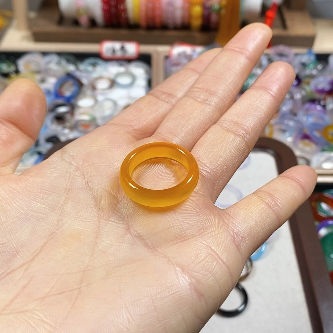 玛瑙/玉髓戒指未镶嵌火*粉