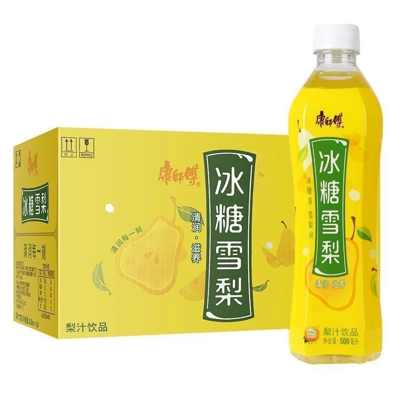 新货 正品康师傅冰糖雪梨500ml*12瓶装整箱包装润肺精心熬制梨汁