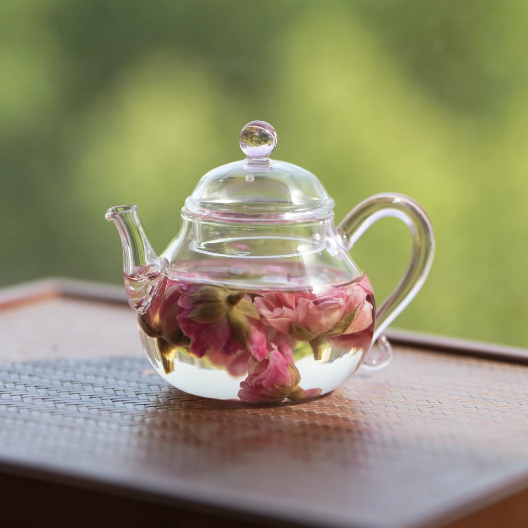 绪空 玻璃壶透明耐热高硼硅粉把小茶壶玻璃茶壶一人饮茶壶