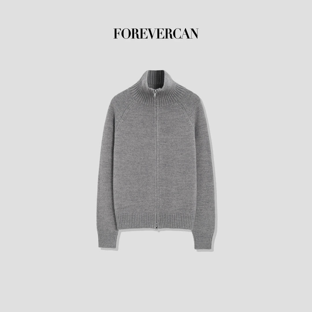 FOREVERCAN“剑桥学派”高智学院风高领翻领针织开衫外套MY4351