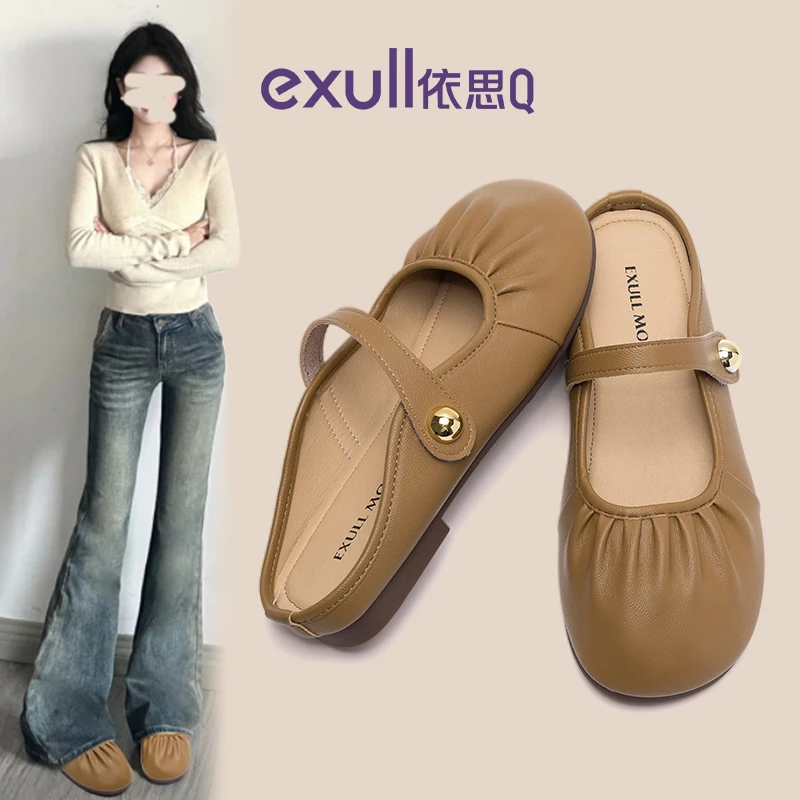 依思q新中式玛丽珍鞋女2025新款温柔晚晚鞋夏季复古浅口圆头单鞋