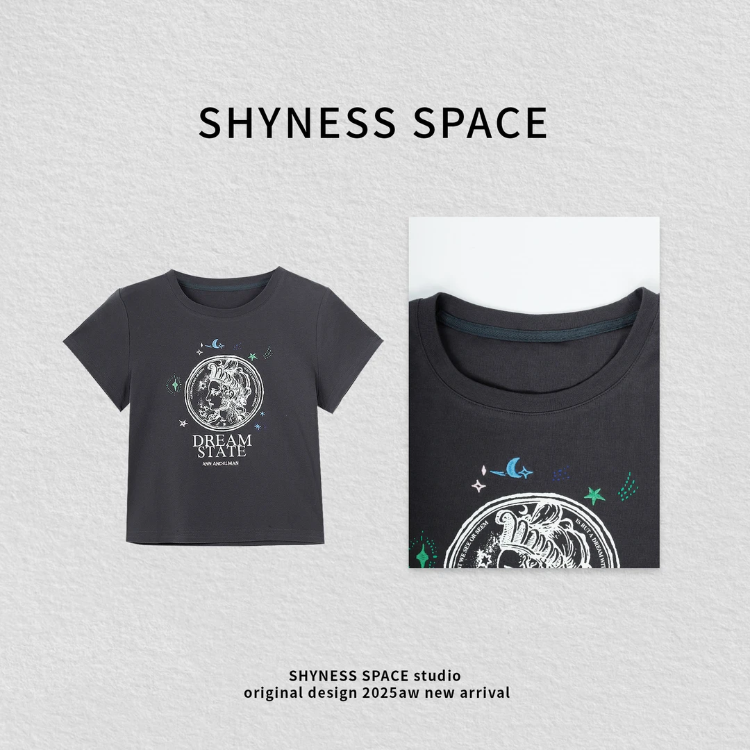 夏季新款时尚设计轻奢慵懒感条纹上衣学院风字母短袖上衣25HT2813