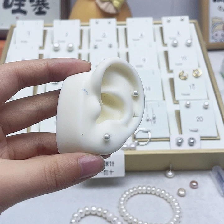 淡水珍珠耳饰银S925镶嵌z*Q