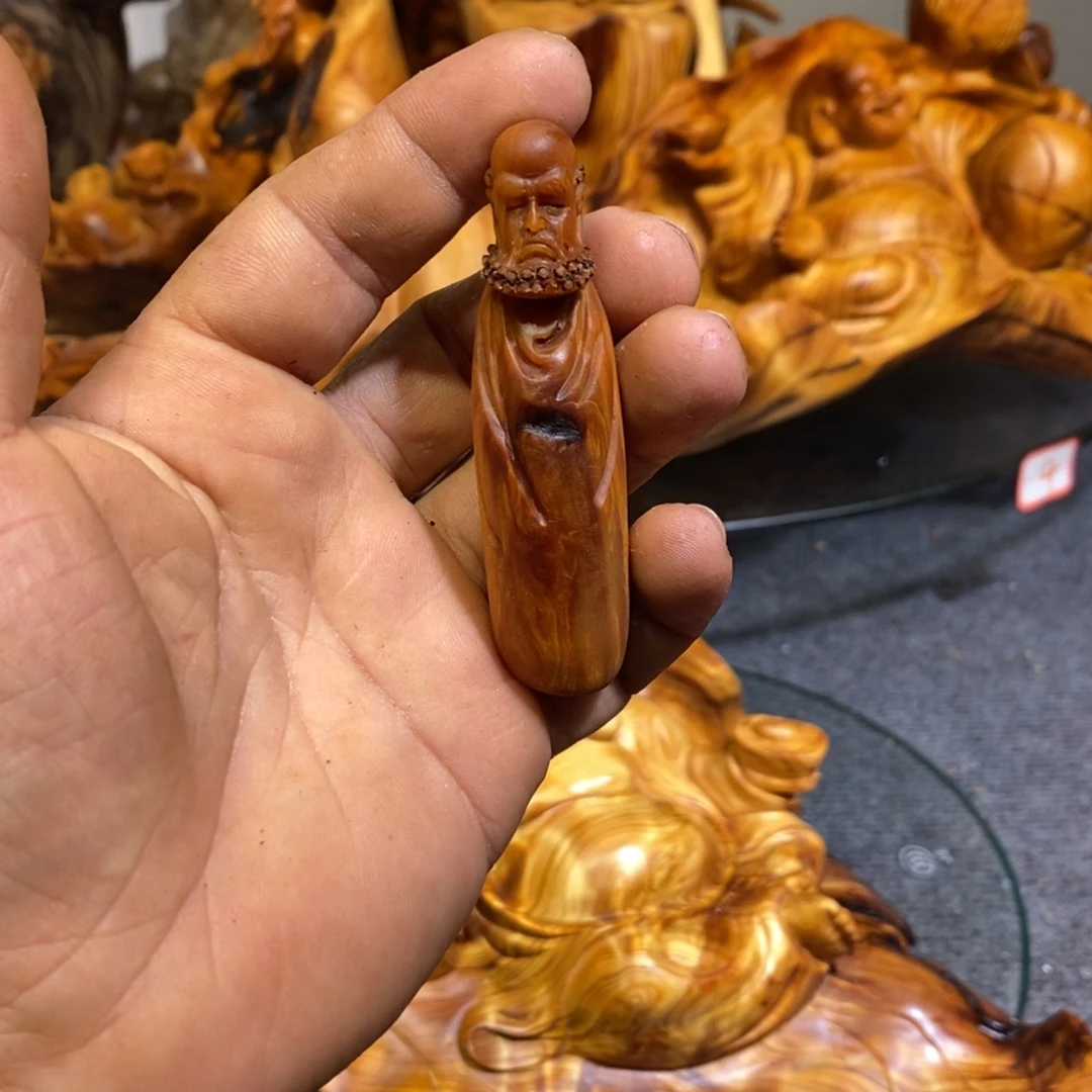 鱼***饼柏木（崖柏）木雕工艺品手把件手串