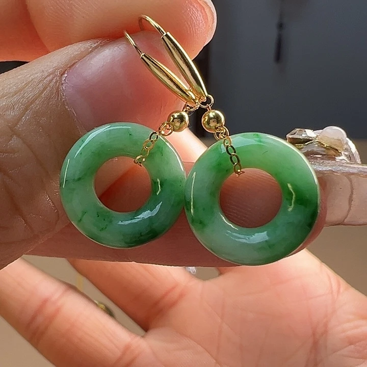 翡翠耳饰18K金镶嵌耳饰