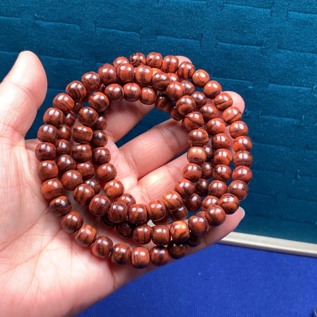 黄花梨/降香黄檀手串/手链8毫米海南黄花梨虎皮纹108颗