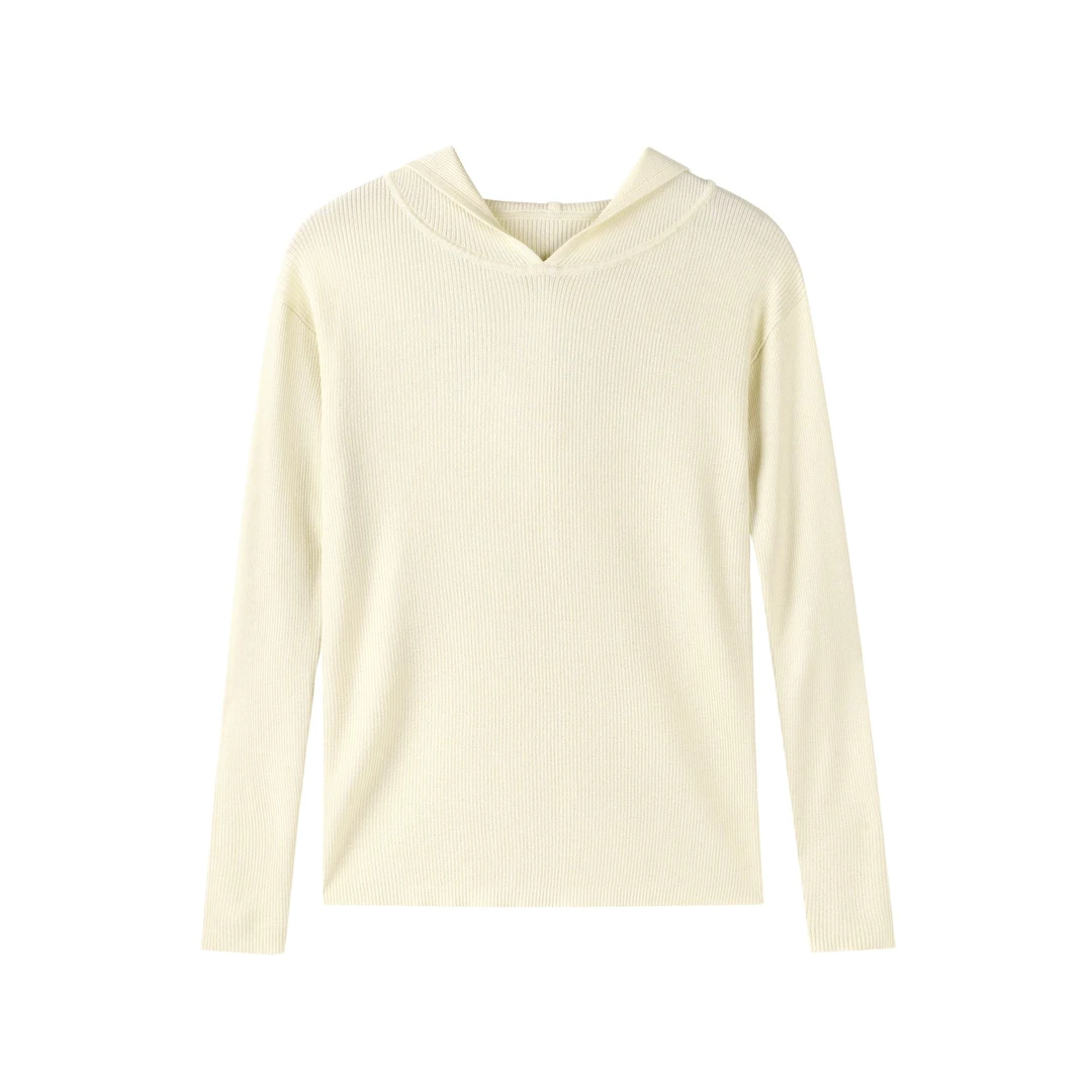 【时光线条  特*价】2025春季新款桑蚕丝羊毛连帽针织衫