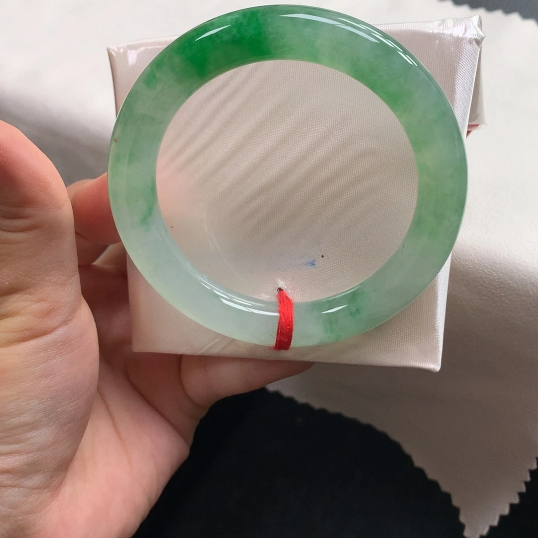 翡翠未镶嵌手镯42号55胖圆冰阳绿（高货品质）