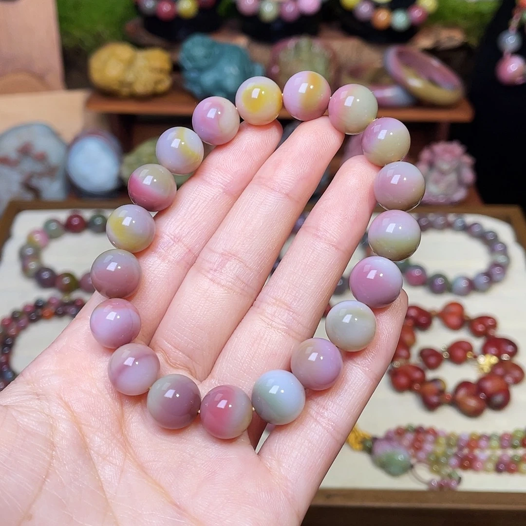 玛瑙/玉髓未镶嵌手串盐源玛瑙仙色系炫彩手串