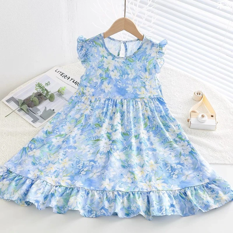 Libra2025新款绵绸连衣裙儿童人造棉40支纱薄款连衣裙中大童长裙