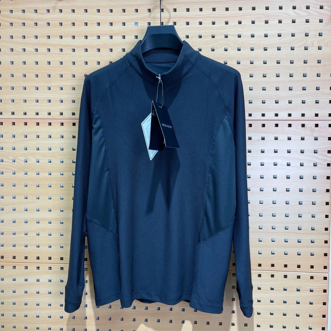 茑平替男士早秋户外机能速干网眼透气运动半拉链打底衫T恤22246