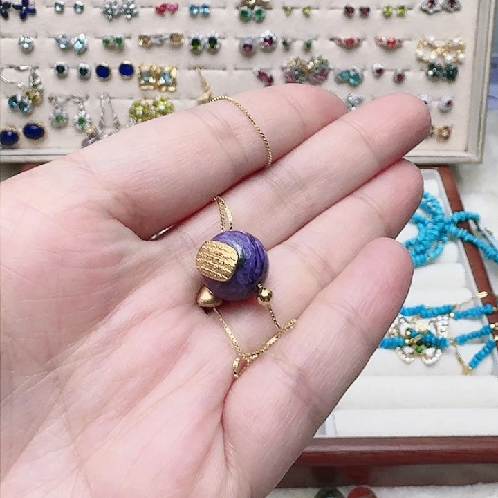 查罗石颈饰银S925镶嵌吊坠432