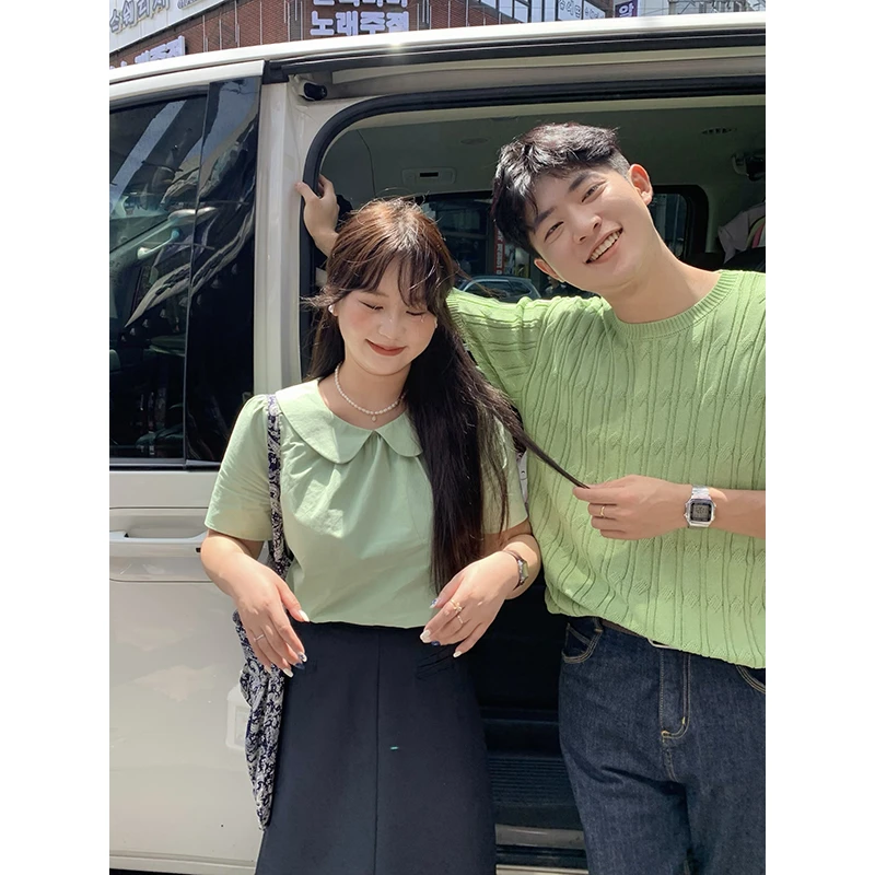 KMZY/KMZY山_山【海德里花园】微胖女装韩版甜美纯色娃娃领减龄衬衫