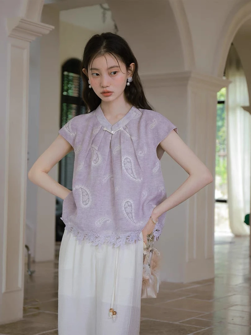 【刘噗噗】聚雨云烟 禅意简约新中式两件套 695