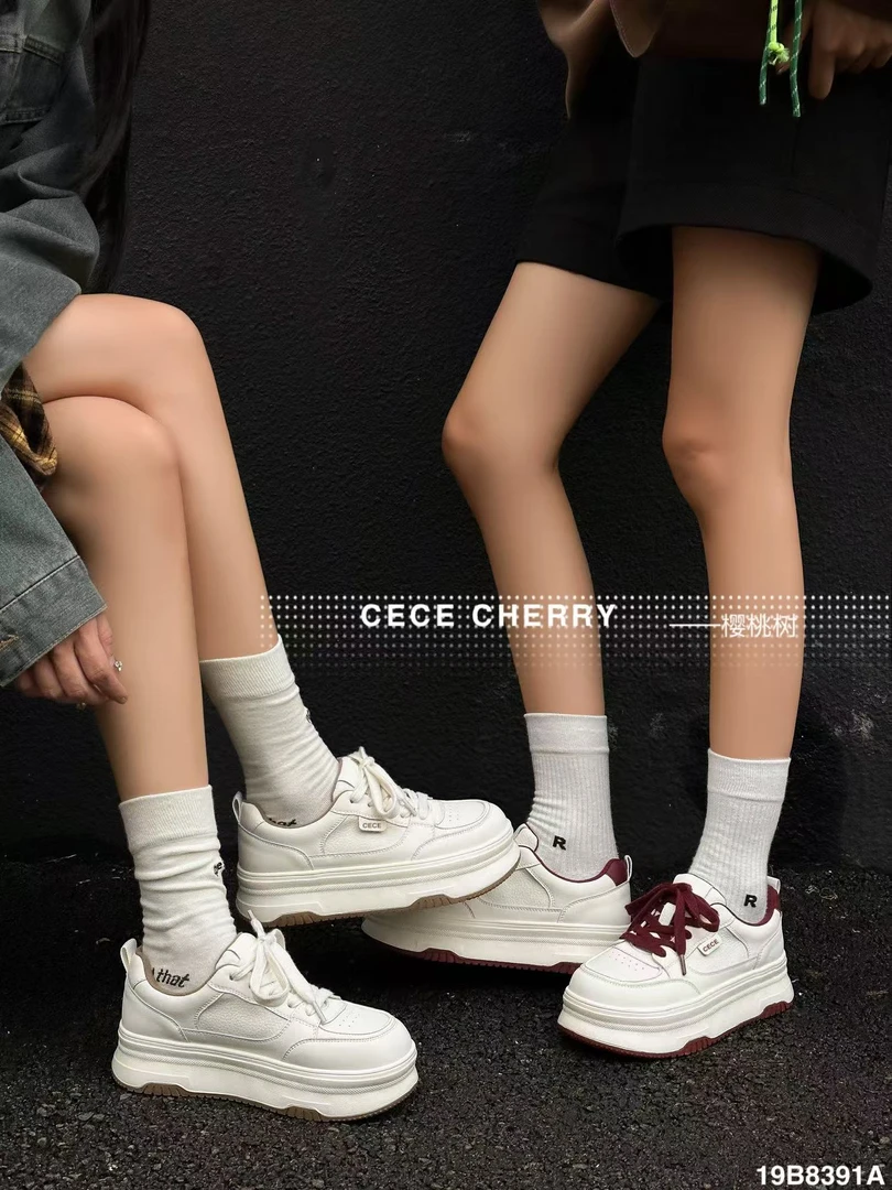 2025春季休闲厚底增高厚底爆款双色小白鞋8391