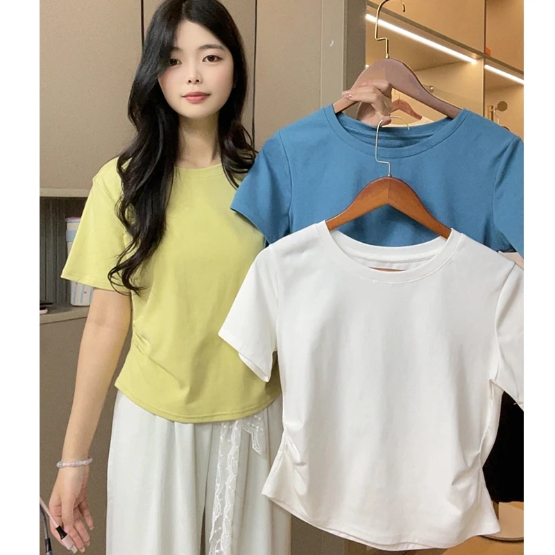 QIQI琦琦2025夏季新款爆款修身显瘦体恤上衣正肩短袖t恤女