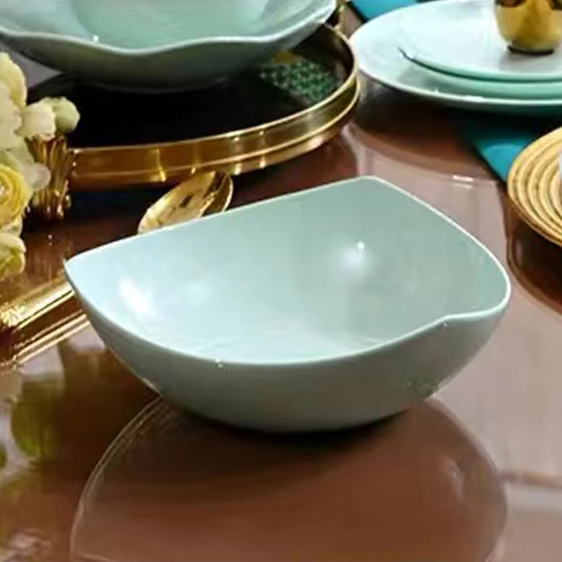 A823①】青骨瓷8英寸三角汤盘1只唐山骨瓷家用餐具