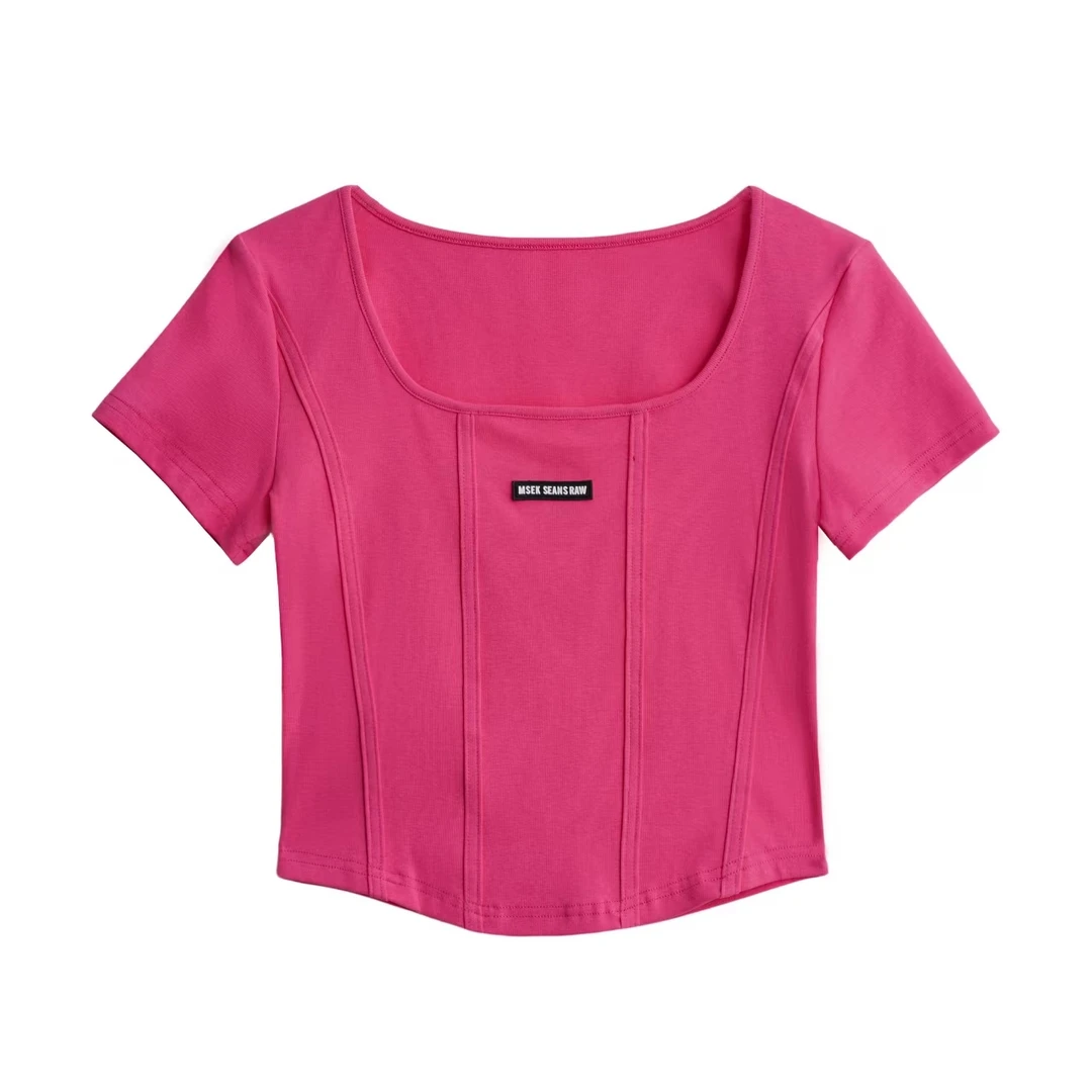 FS LIFE【小蛮腰】夏季新款U领修身显瘦鱼骨短袖T恤A3117