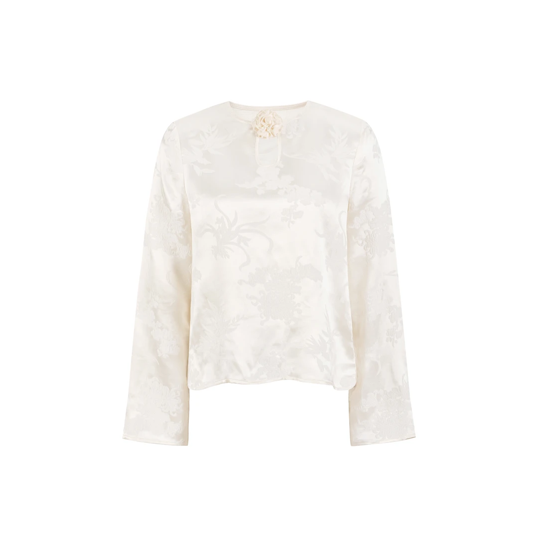 【知源】新中式穿搭春游百搭风圆领桑蚕丝轻奢衬衫国潮时尚出街