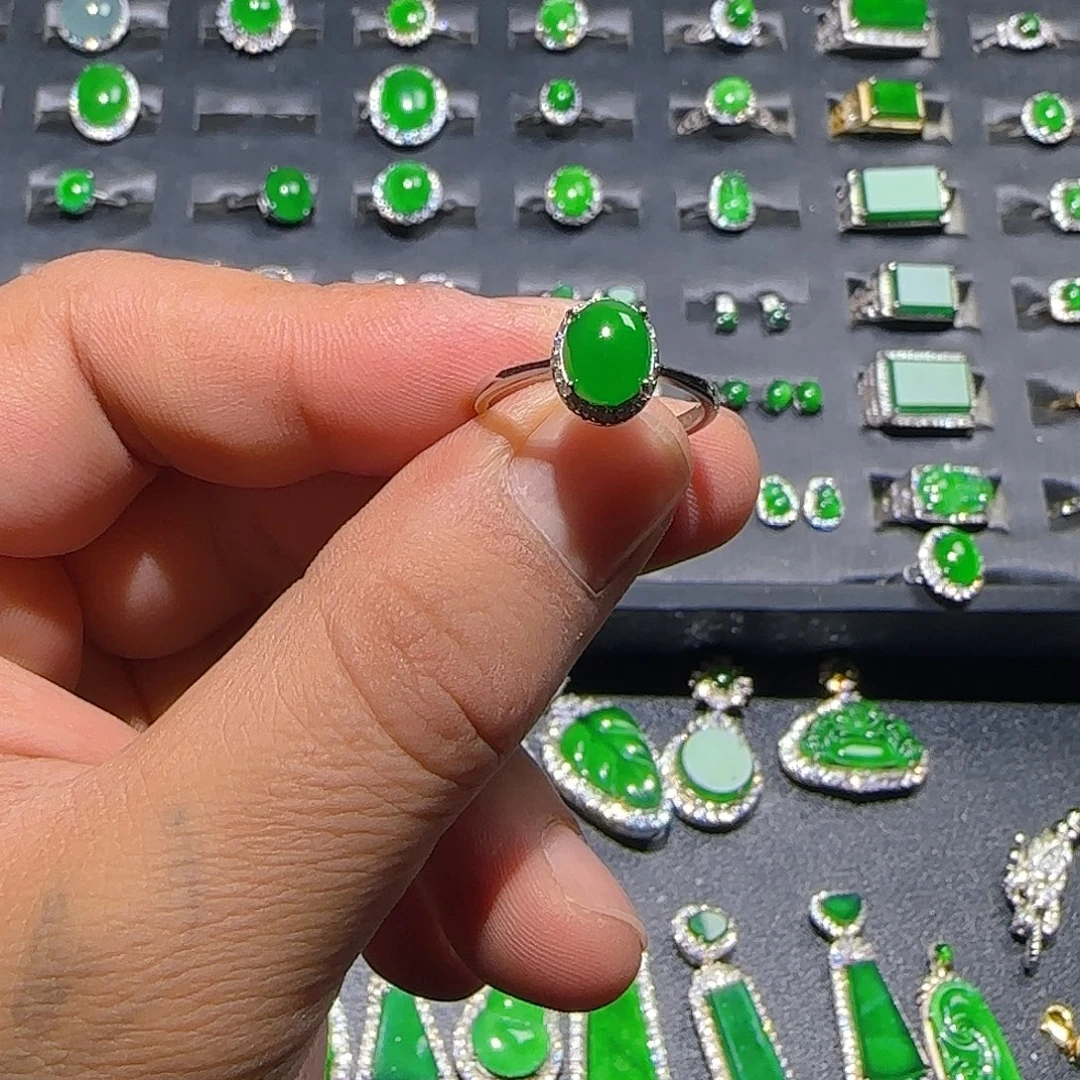 翡翠银S925镶嵌戒指