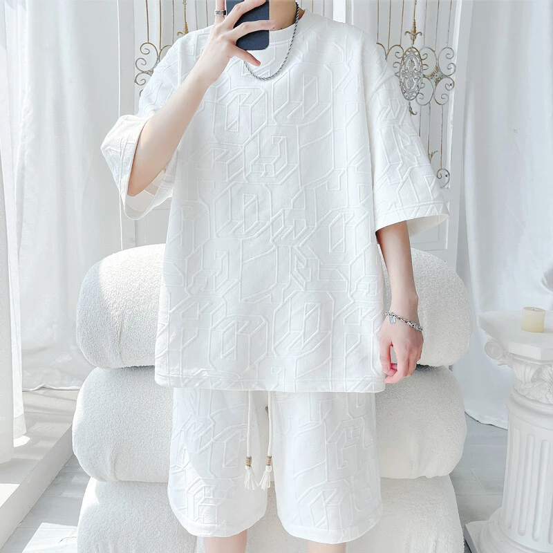 男士套装爆款2025新款潮流男装休闲运动痞帅高级感短袖短裤两件套