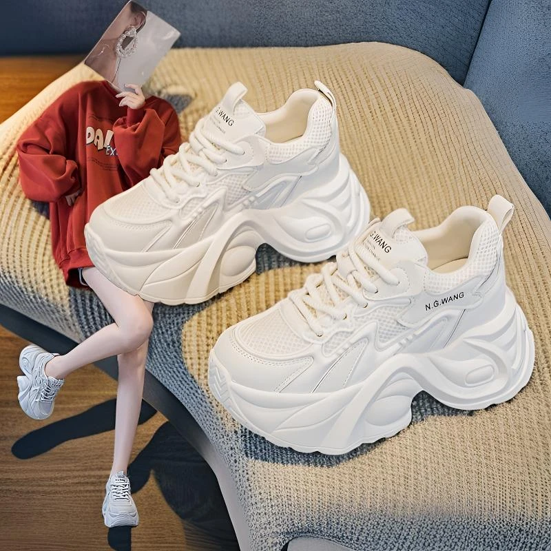 内增高9cm厚底网面老爹鞋女ins韩版百搭不累脚休闲鞋2025秋季新款