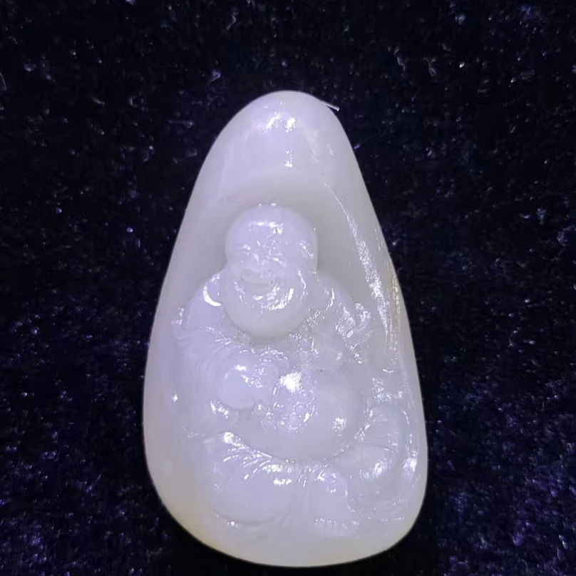 白玉弥勒佛苏工精雕工艺挂件
