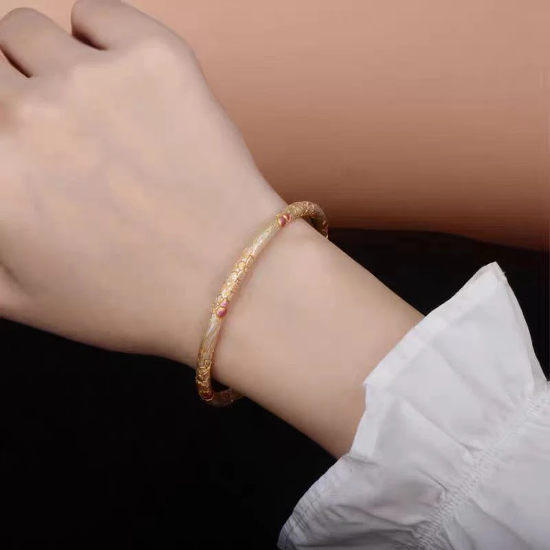 银制品 74号：樱花葫芦开口手镯