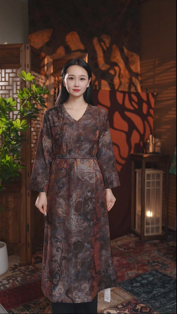 0396气质减龄女裙显瘦高贵香云纱新中式连衣裙