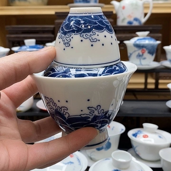 手绘微瑕海浪加主人杯