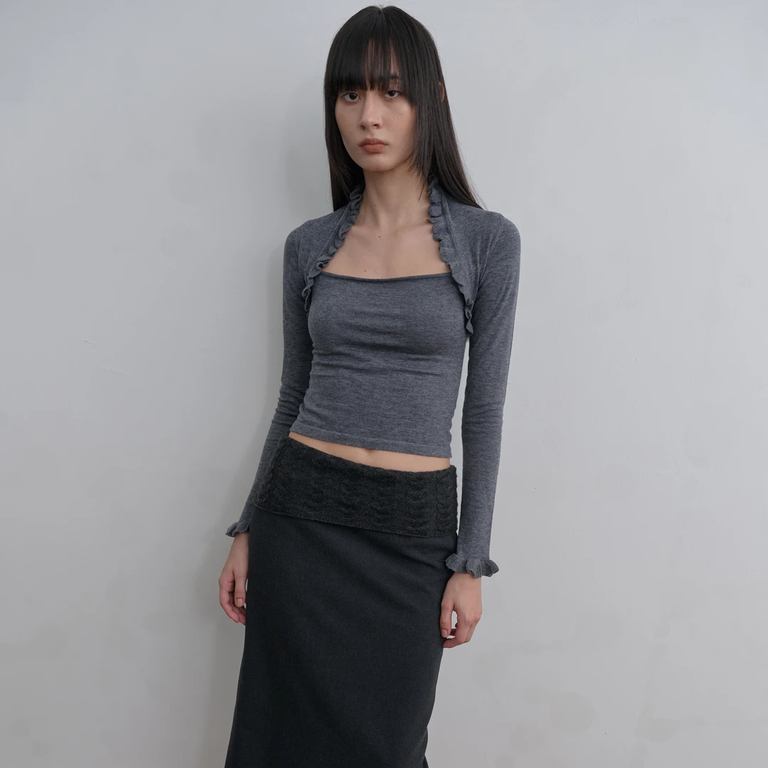 introutro花边假两件羊毛长袖