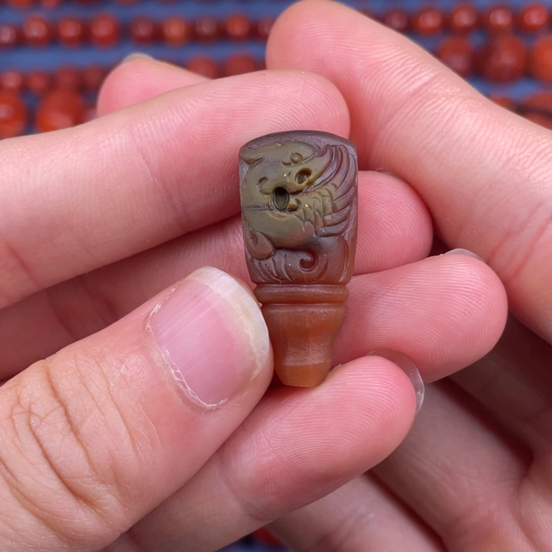 南红玛瑙未镶嵌其他12.8mm大凉山彩浆三通