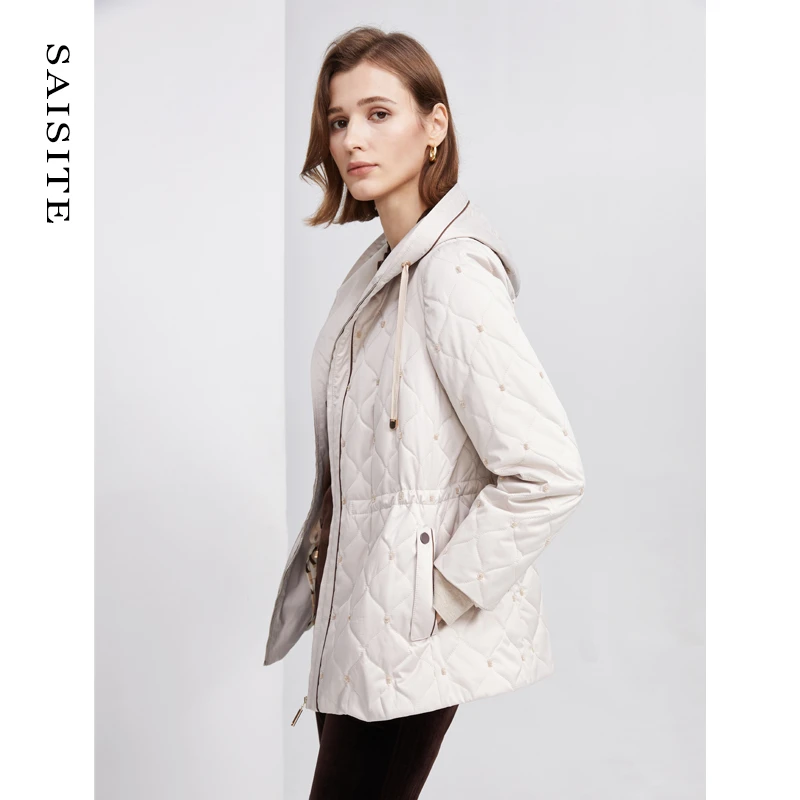 赛斯特纯色百搭女款棉服外套保暖秋冬女连帽冬季中长款时尚J1205