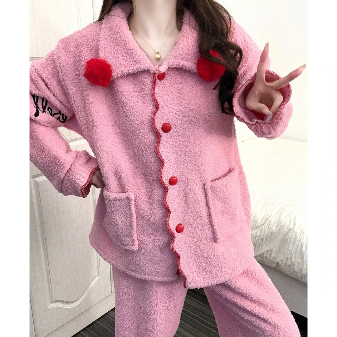 【半边绒】睡衣女冬季甜美2025新款保暖网红风少女冬天家居服套装