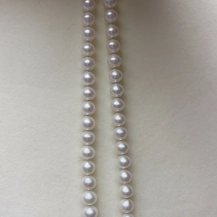 淡水珍珠银S925镶嵌颈饰卡6-7极光冷白炫彩高品孤品