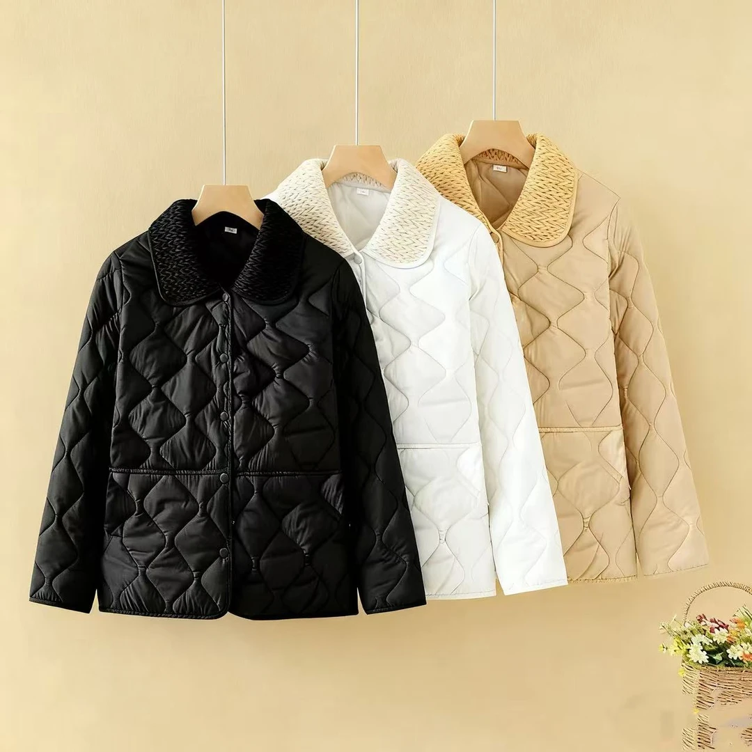 【运费补贴】翻领短款麦穗领厚款女士纯色翻领棉衣韩版棉服LA777