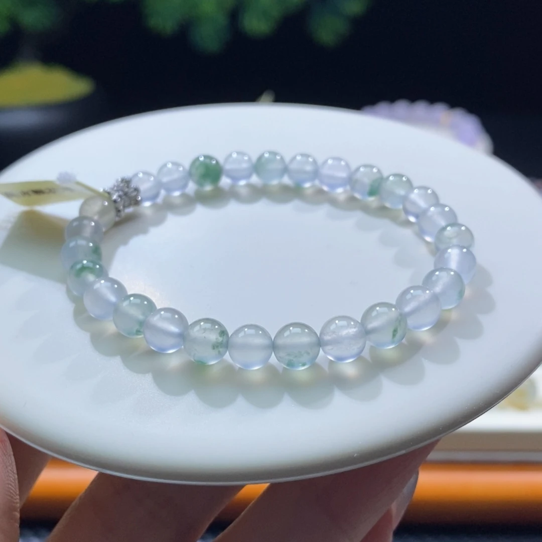 翡翠未镶嵌颈饰翡翠高冰飘花珠6+mm