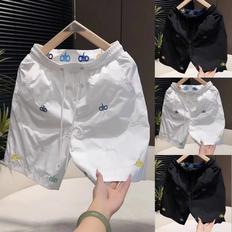 2025夏季新款短裤潮流时尚百搭印花休闲短裤休闲裤白色薄款轻奢