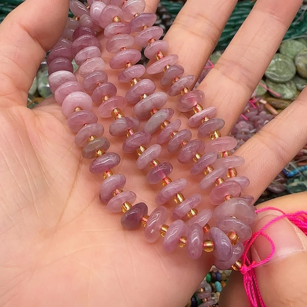 玛瑙/玉髓合金珠宝半成品紫马粉8-10mm一条
