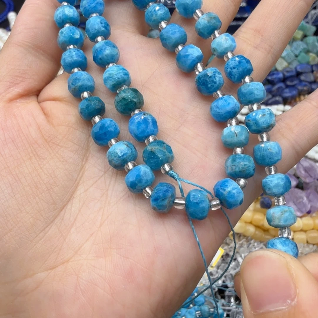 水晶珠宝半成品未镶嵌卡5蓝磷灰车轮一条